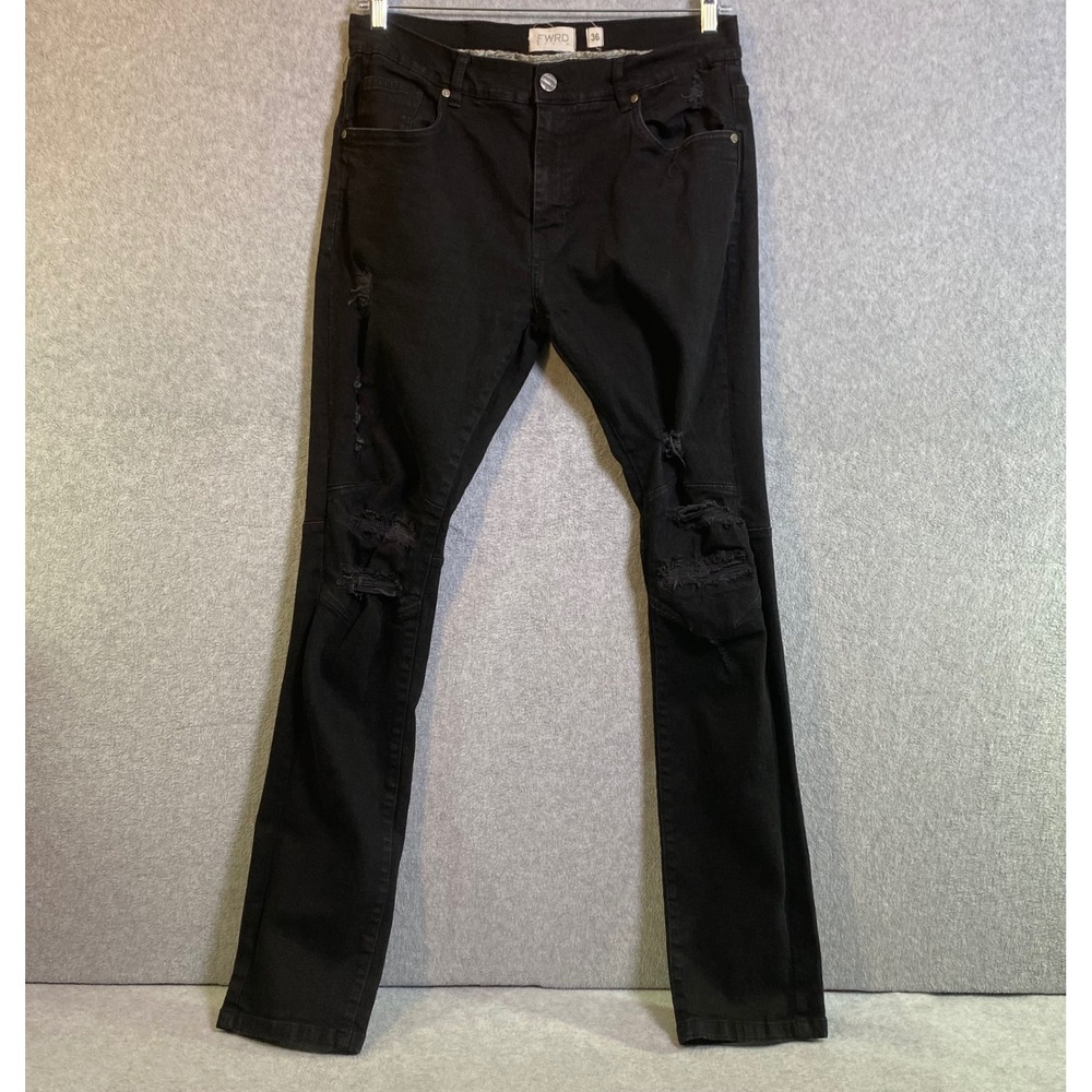 FWRD Denim Distressed Jeans Men's 36 Black Ripped Skinny Streetwear Casual EUC